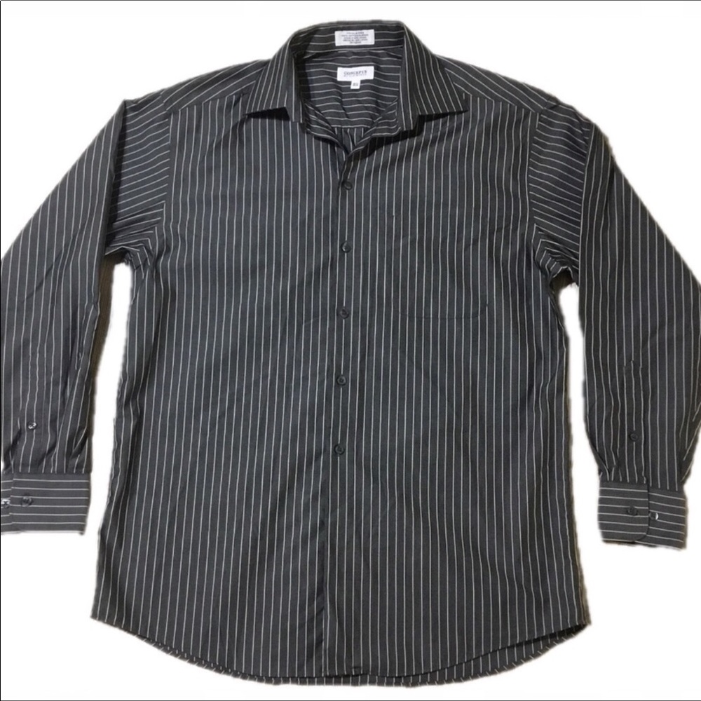 Liz Claiborne grey & white stripe button down